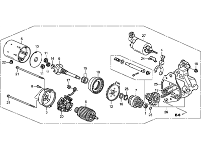 Honda 31200-R70-A51 Starter Motor Assembly (Du4V3) (Denso)