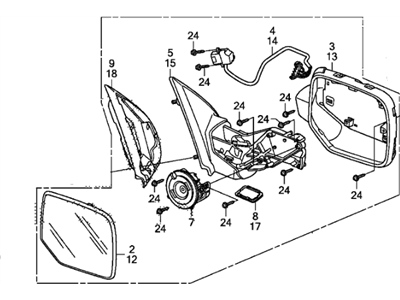 Honda 76258-SZA-A01ZA Mirror Assembly, Driver Side (Flat Black) (R.C.)