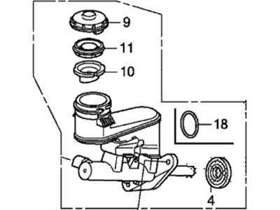 Honda Crosstour Brake Master Cylinder Reservoir - 46100-TK4-A01