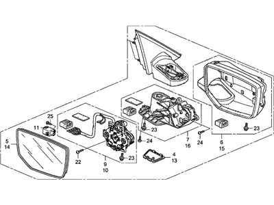 Honda 76258-TP6-A21 Mirror Assembly, Driver Side Door (R.C.) (Heated) (Memory)