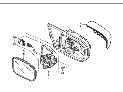 Honda 76200-SDC-A11ZE Mirror Assembly, Passenger Side Door (Satin Silver Metallic) (R.C.)