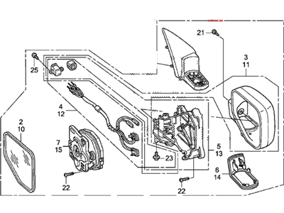 Honda 76250-SJC-A31ZJ Mirror Assembly, Driver Side Door (Silver Metallic) (R.C.) (Heated)