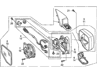 Honda 76200-SJC-A31ZP Mirror Assembly, Passenger Side Door (Modern Steel Metallic) (R.C.) (Heated)