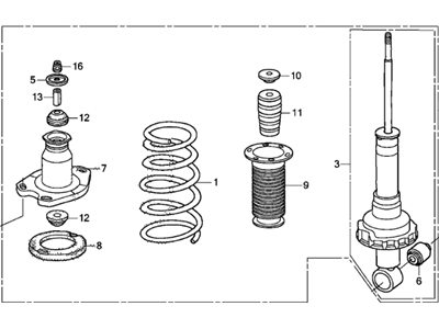 Honda 52610-SJC-A02 Shock Absorber Assembly, Right Rear