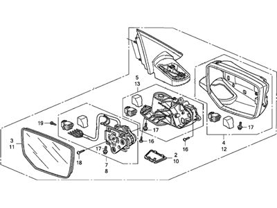 Honda 76208-TE0-A01 Mirror Assembly, Passenger Side (R1400) (R.C.)