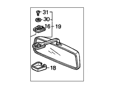 Honda 76400-SH3-003ZA Mirror Assembly, Rearview (Off Black/Lofty Blue)