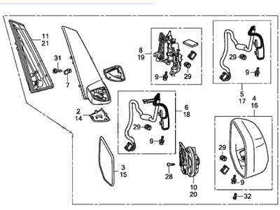 Honda 76200-TK8-A01 Mirror Assembly, Passenger Side (R.C.)