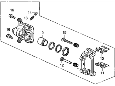 Honda 43018-TK8-A00 Caliper Sub-Assembly, Right Rear