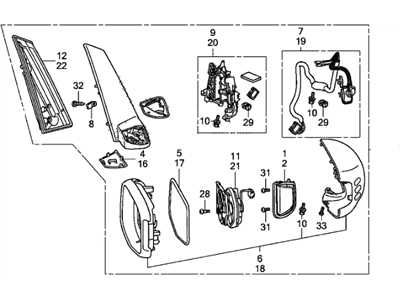 Honda 76205-TK8-A32ZA Housing Set, Passenger Side (Formal Black Ii)