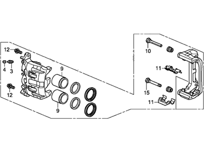 Honda 45019-TK8-A01 Caliper Sub-Assembly, Left Front