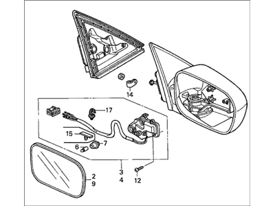 2001 Honda Accord Car Mirror - 76250-S82-K21ZG