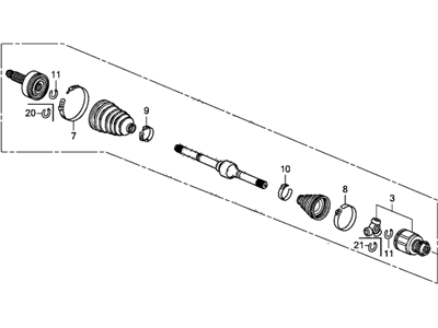 Honda 44305-T2A-A50 Shaft Assembly, R Drive