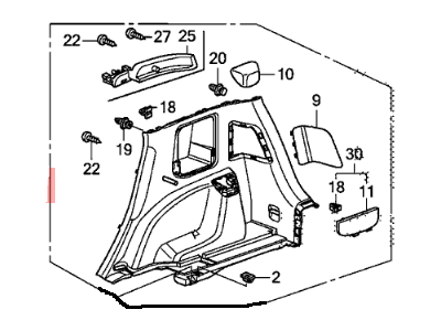 Honda 84601-TF5-003ZA Lining Assy., R. Trunk Side *NH167L* (GRAPHITE BLACK)