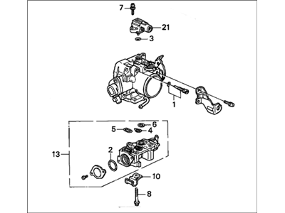 1995 Honda Civic Throttle Body - 16400-P06-A01