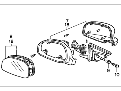 Honda 76250-SR4-A05 Mirror Assembly, Driver Side Door (Flat)