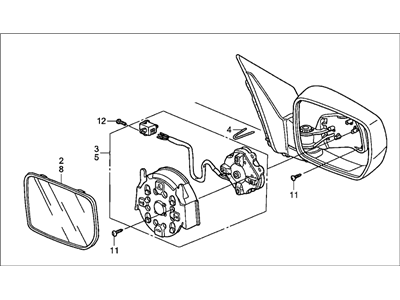 2008 Honda Pilot Car Mirror - 76200-S9V-C11ZT