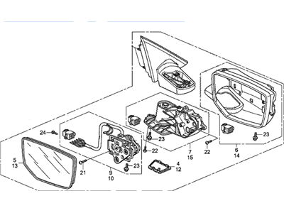 Honda 76208-TA5-A11 Mirror Assembly, Passenger Side (R1400) (R.C.) (Heated)