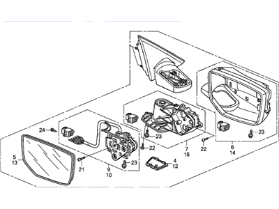 Honda 76258-TA5-A11 Mirror Assembly, Driver Side (R.C.) (Flat) (Heated)