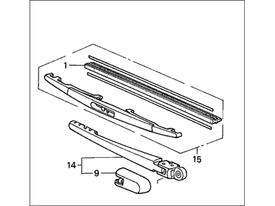 Honda 76740-SCV-A01ZB Arm & Blade, RR. Windshield Wiper *Tblack* (BLACK)