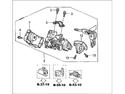 Honda 06350-SCV-A01ZA Cylinder Set, Key *NH167L* (GRAPHITE BLACK)