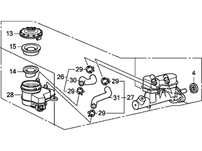 Honda Insight Brake Master Cylinder Reservoir - 46100-TK6-A51