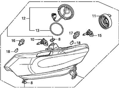 Honda 33100-TM8-A01 Headlight Assembly, Passenger Side