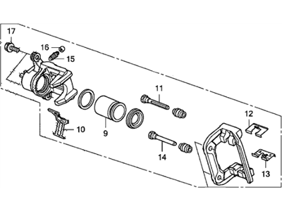 Honda 43019-SXS-000 Caliper Sub-Assembly, Left Rear