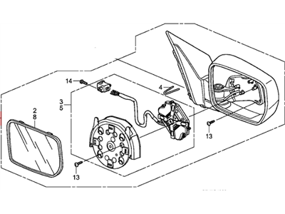 2008 Honda Pilot Car Mirror - 76200-S9V-A11ZT