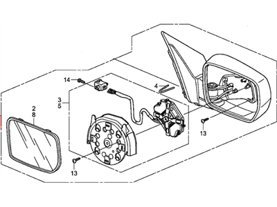 Honda 76250-S9V-C11ZW Mirror Assembly, Driver Side Door (Mocha Metallic) (R.C.) (Heated)