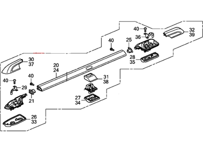 Honda 75260-S9V-A10ZA Rail Assy., L. Roof *NH70* (BLACK GLOSS 20)