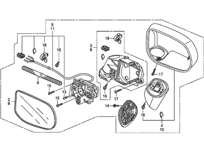 Honda 76200-SNE-A32 Mirror Assembly, Passenger Side Door