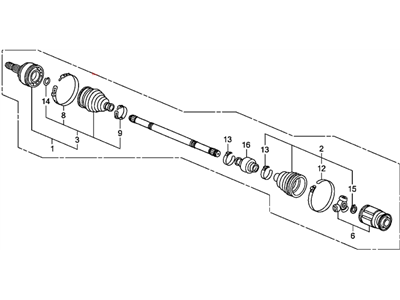 Honda 44305-SNA-N01 Driveshaft Assembly, Passenger Side