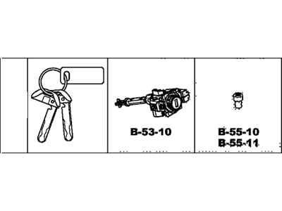 Honda 06350-TR3-A51 Cylinder Set, Key