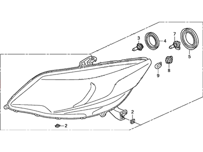 Honda 33150-TS8-A51 Headlight Assembly, Driver Side