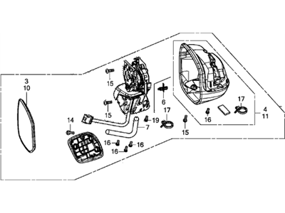 Honda 76208-TR0-A11 Mirror Set, Passenger Side