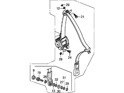 Honda 04818-TS8-A00ZA Tongue Set, Left Front Seat Belt (Outer) (Atlas Gray)