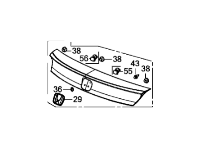 Honda 74890-TS8-A01ZA Garnish Assy., Trunk Lid *B561P* (DYNO BLUE PEARL)