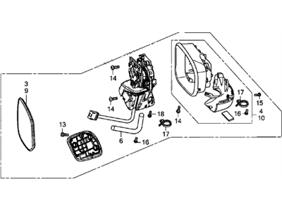 Honda 76208-TR4-C01 Mirror Set, Passenger Side