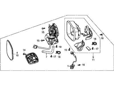 Honda 76208-TS8-A11 Mirror Set, Passenger Side (R.C.) (Heated)