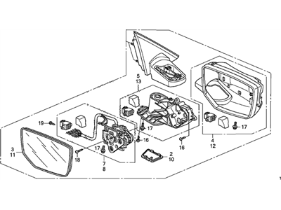 Honda 76208-TE0-A11 Mirror Assembly, Passenger Side (R1400) (R.C.) (Heated)