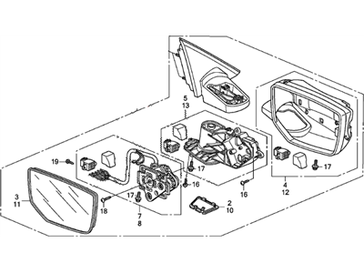 Honda 76258-TE0-A11 Mirror Assembly, Driver Side (R.C) (Flat) (Heated)