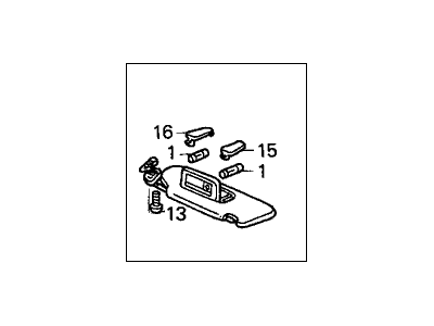 Honda 83230-SDA-A02ZA Sunvisor Assembly, Passenger Side (Clear Gray) (Mirror)