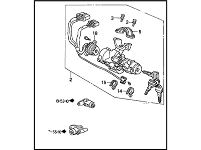 1998 Honda Civic Ignition Lock Cylinder - 06350-S00-A01