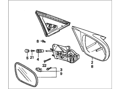 Honda 76200-S00-A05 Mirror Assembly, Passenger Side Door