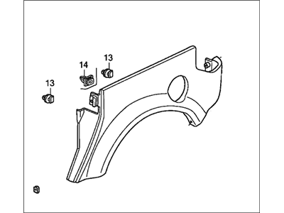 Honda 74450-SCV-A20ZG Cladding Assy., L. RR. Side *NH701M* (GALAXY GRAY METALLIC)