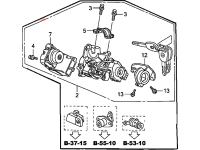 Honda 06350-SCV-C10ZA Cylinder Set, Key *NH167L* (GRAPHITE BLACK)