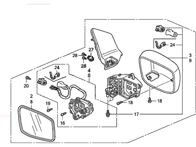 Honda 76200-SHJ-A51ZC Mirror Assembly, Passenger Side Door (Nighthawk Black Pearl) (Heated)