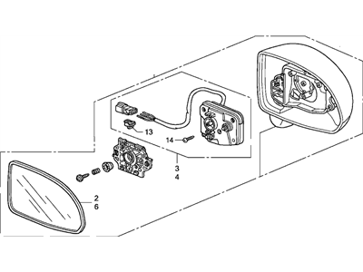 Honda 76200-S2A-A03ZP Mirror Assembly, Passenger Side Door (Laguna Blue Pearl) (R.C.)