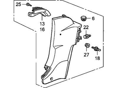 Honda 84141-S2A-A61ZA Garnish, R. RR. Side *NH167L* (GRAPHITE BLACK)