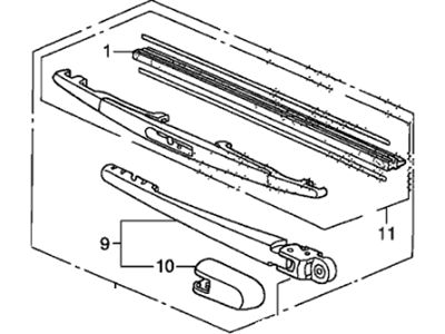 Honda 76740-SCV-A01ZA Arm & Blade, Rear Windshield Wiper (Black Gloss 30)